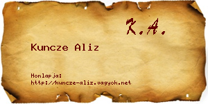 Kuncze Aliz névjegykártya